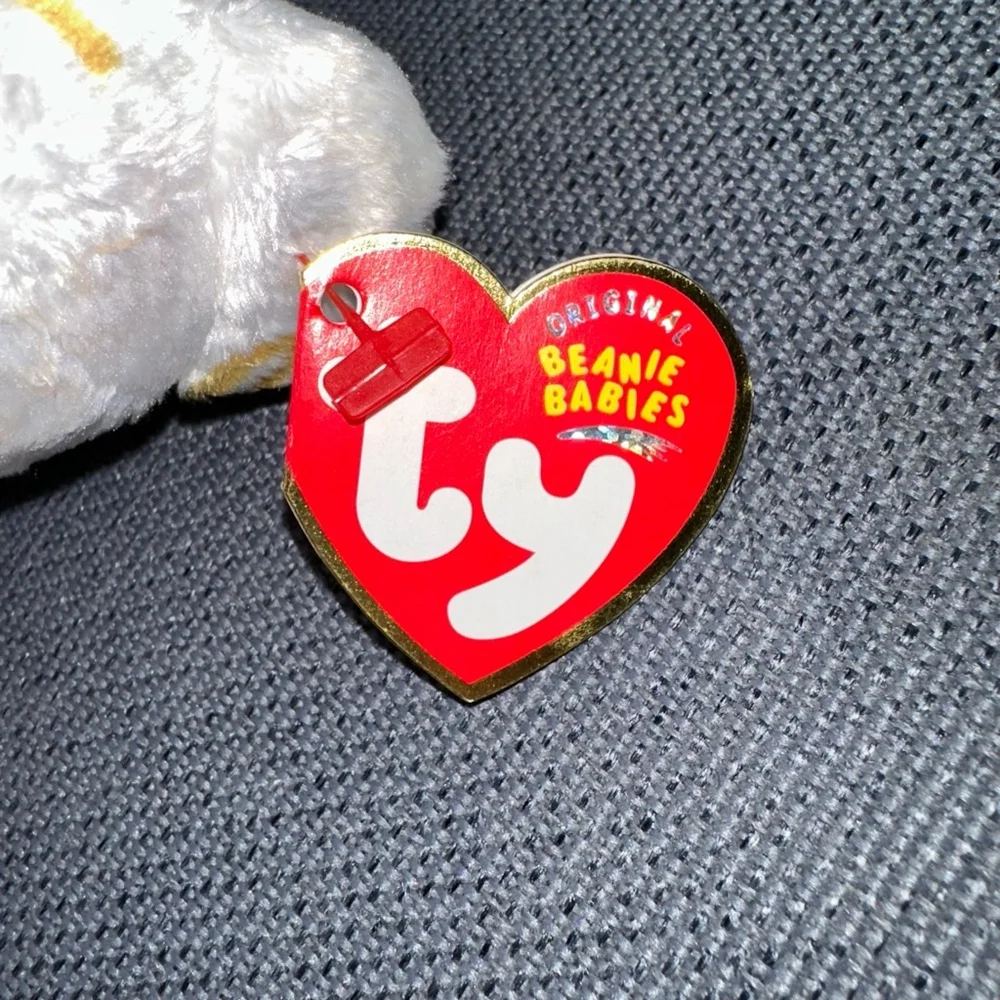 NWT! Ty Beanie Baby 2004 Signature Bear Original Gold & White P.E. Pellets